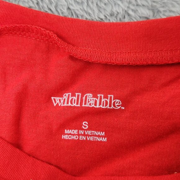 3/$20 Wild Fable T-Shirt Womens S Red Long-Sleeve Cropped Solid Crop Top Cotton - Picture 3 of 10